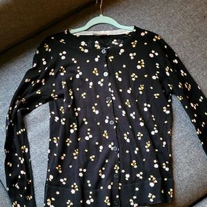 Loft large black floral spring cardigan